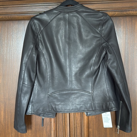 Reiss black leather genuine jacket size 4 - NWT - Picture 3 of 6